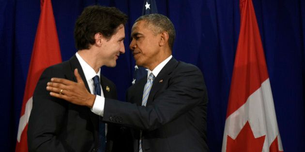 U.S. President Barack Obama, right, and Canadaâs Prime Minister Justin Trudeau shake hands following their bilateral meeting at the Asia-Pacific Economic Cooperation summit in Manila, Philippines, Thursday, Nov. 19, 2015. (AP Photo/Susan Walsh)