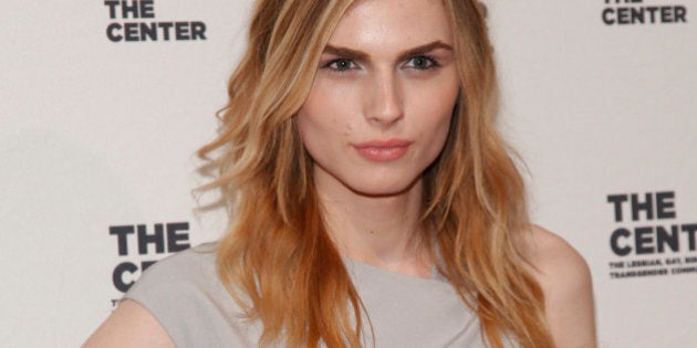 Andreja Pejic attends the 2015 Center Dinner benefit gala at Cipriani's Wall Street on Thursday, April 2, 2015, in New York. (Photo by Andy Kropa/Invision/AP)