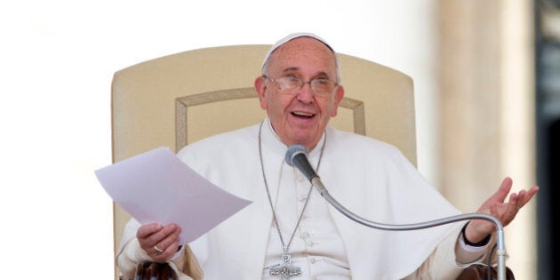 Pope Francis delivers his message during the weekly general audience in St. Peter's Square at the Vatican, Wednesday, April 29, 2015. (AP Photo/Alessandra Tarantino)