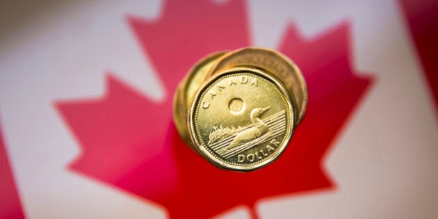 A Canadian dollar coin, commonly known as the