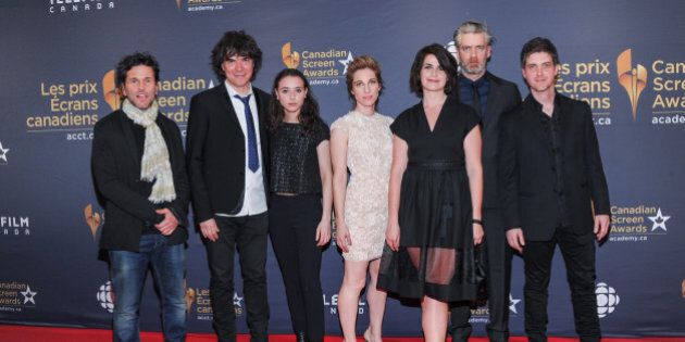 TORONTO, ON - MARCH 13: Martin Leon, Mathieu Bouchard-Malo, Karelle Tremblay, Nancy Grant, Anne Emond, Sylvain Corbeil and Maxim Gaudette arrive at the 2016 Canadian Screen Awards at the Sony Centre for the Performing Arts on March 13, 2016 in Toronto, Canada. (Photo by George Pimentel/WireImage)
