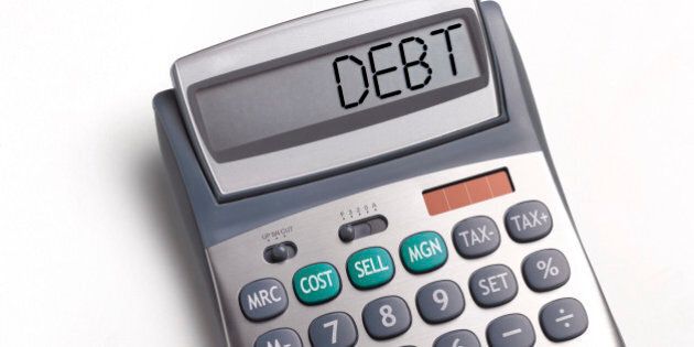 Debt written on a calculator