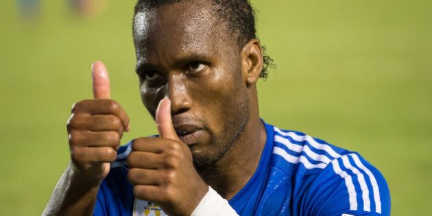 CARSON, CA - SEPTEMBER 12: Didier Drogba #11 of Montreal Impact makes faces to the crowd after missing a shot on goal during Los Angeles Galaxy's MLS match against Montreal Impact at the StubHub Center on September 12, 2015 in Carson, California. The match ended in 0-0 tie (Photo by Shaun Clark/Getty Images)