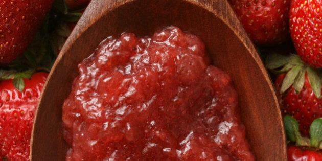 Wooden Spoon with Strawberry jam