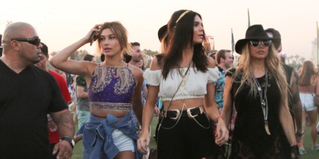 Kendall Jenner along with Fergie of The Black Eye Peas is spotted on day 2 of the Coachella Music Festival in Indio, CA 12 April 2015. Vantage News/IPx