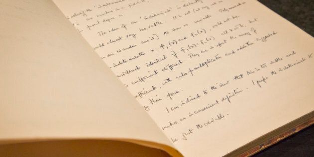A page from the hand-written notebook by Alan Turing, the World War II code-breaking genius depicted by Benedict Cumberbatch in the Oscar-nominated