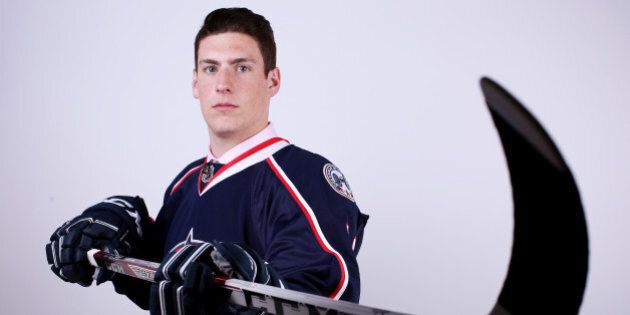 BUFFALO, NY - JUNE 24: Pierre-Luc Dubois poses for a portrait after being selected third overall by the Columbus Blue Jackets in round one during the 2016 NHL Draft on June 24, 2016 in Buffalo, New York. (Photo by Jeffrey T. Barnes/Getty Images)