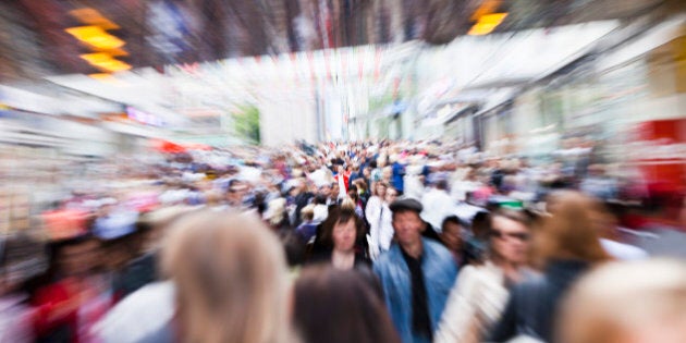 Crowds on city street