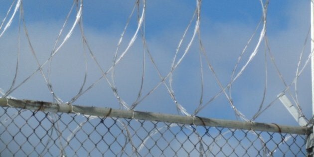 Concertina wire surrounding a prison in Kincheloe, MI