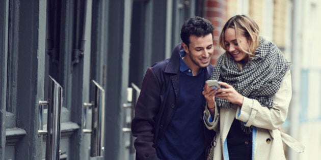 Couple with smart phone