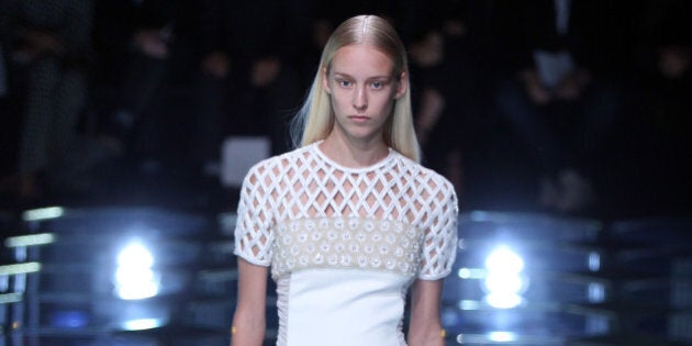 PARIS, FRANCE - SEPTEMBER 24: A model walks the runway during the Balenciaga show as part of the Paris Fashion Week Womenswear Spring/Summer 2015 on September 24, 2014 in Paris, France. (Photo by Antonio de Moraes Barros Filho/WireImage)