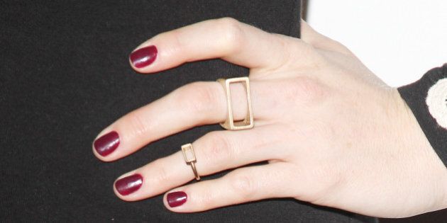 WEST HOLLYWOOD, CA - MARCH 19: Esme Bianco, nail polish and ring detail, arrives at The Elizabeth Taylor AIDS Foundation preview finale screening party for HBO's 'Looking' held at The Abbey on March 19, 2015 in West Hollywood, California. (Photo by Michael Tran/FilmMagic)