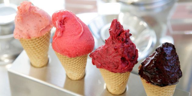Four different ice cream cones