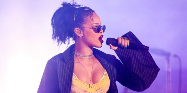 Rihanna performs at the 2015 We Can Survive Concert at the Hollywood Bowl on Saturday, Oct. 24, 2015, in Los Angeles. (Photo by Rich Fury/Invision/AP)