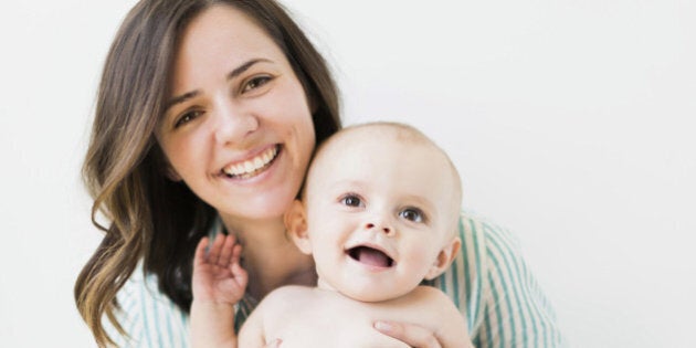 Portrait of mother with baby son (6-11 months)