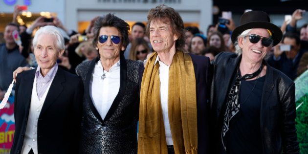 Members of the Rolling Stones (L-R) Charlie Watts, Ronnie Wood, Mick Jagger and Keith Richards arrive for the