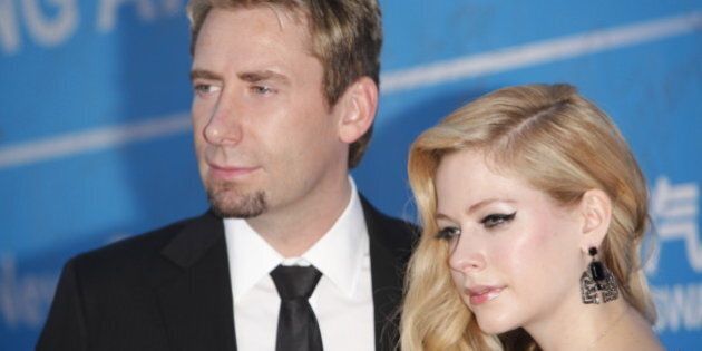 MACAU - OCTOBER 07: (CHINA OUT) Singer Avril Lavigne and her husband Chad Kroeger attend the 2013 Huading Awards ceremony at The Venetian on October 7, 2013 in Macau, Macau. (Photo by ChinaFotoPress/ChinaFotoPress via Getty Images)