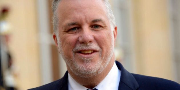 Prime Minister of Quebec Philippe Couillard makes a statement following his meeting with French president at the Elysee Palace, on December 7, 2015, in Paris. / AFP / BERTRAND GUAY (Photo credit should read BERTRAND GUAY/AFP/Getty Images)