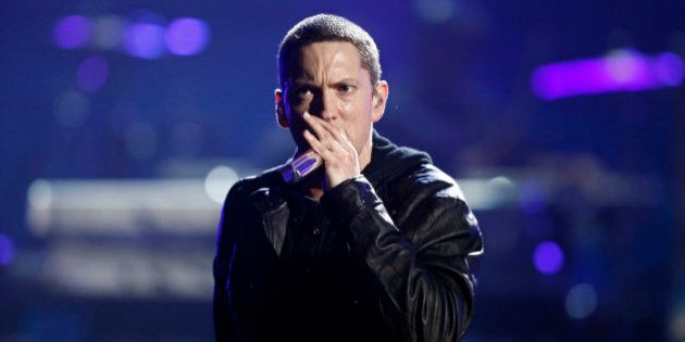 Eminem performs at the BET Awards on Sunday, June 27, 2010 in Los Angeles. (AP Photo/Matt Sayles)