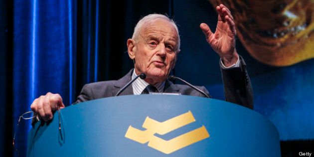 TORONTO, ON - APRIL 24: Peter Munk, Founder and Chairman of Barrick Gold speaking at their Annual General Meeting being held at the Metro Toronto Convention Centre. (David Cooper/Toronto Star via Getty Images)