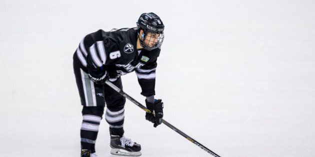 BOSTON, MA - APRIL 9: Tom Parisi #6 of the Providence College Friars skates against the Nebraska Omaha Mavericks during the 2015 NCAA Division I Men's Hockey Frozen Four Championship Semifinal at TD Garden on April 9, 2015 in Boston, Massachusetts. The Friars won 4-1 to advance to the National Championship game Saturday April 11, 2015. (Photo by Richard T Gagnon/Getty Images)