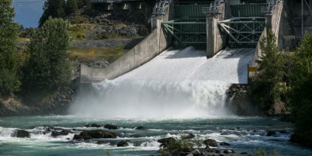 SQUAMISH, CANADA - JUNE 30: The rushing waters along the Cheakamus River produce cheap and plentiful hydro-electric power as viewed on June 30, 2016 near Squamish, British Columbia, Canada. Squamish, a small municipality located halfway between Vancouver and Whistler, features easy living along the inland waterways and surrounding mountains. (Photo by George Rose/Getty Images)