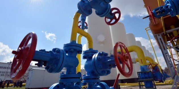 A picture taken on on April 22, 2015 shows valves of gas installation at a gas-pumping station on the gas pipeline in the small town Boyarka on April 22, 2015 in the Kiev region. The oil and gas market of Ukraine has about 500 companies and enterprises of different ownership. AFP PHOTO / GENYA SAVILOV (Photo credit should read GENYA SAVILOV/AFP/Getty Images)