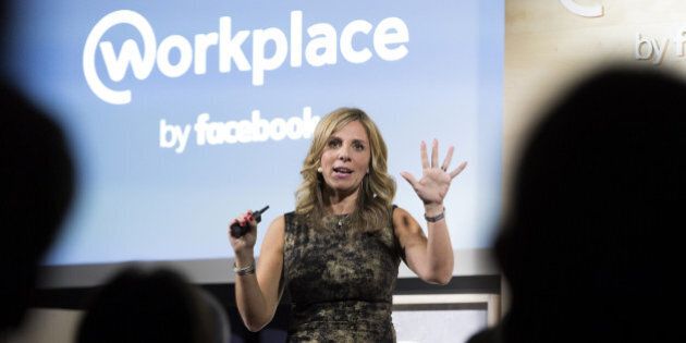 Nicola Mendelsohn, vice president for EMEA at Facebook Inc., speaks during the global launch event of Facebook at Work at their offices in London, U.K., on Monday, Oct. 10, 2016. Facebook at Work is a corporate version of the social network's website and app. Photographer: Jason Alden/Bloomberg via Getty Images