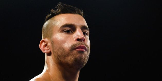NEW YORK, NY - DECEMBER 06: David Lemieux looks on before a NABF MIddleweight title fight against Gabriel Rosado at the Barclays Center on December 6, 2014 in the Brooklyn Borough of New York City. (Photo by Alex Goodlett/Getty Images)
