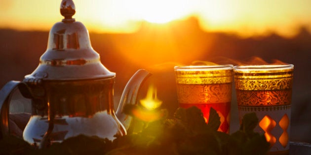 Mint tea at sunset, Marrakesh, Morocco