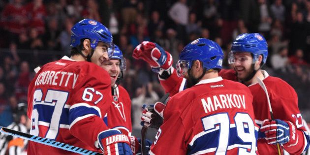 MONTREAL, QC - MARCH 8: Max Pacioretty #67 of the Montreal Canadiens celebrates after scoring a goal against the Dallas Stars in the NHL game at the Bell Centre on March 8, 2016 in Montreal, Quebec, Canada. (Photo by Francois Lacasse/NHLI via Getty Images)