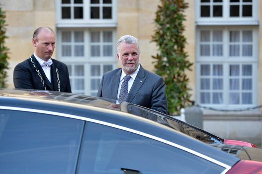 Manuel Valls Receives Then Quebec Prime Minister Philippe Couillard At Hotel Matignon