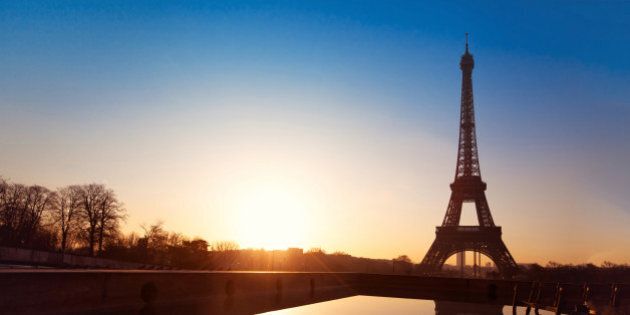 sunrise view from Trocadero in Paris, France