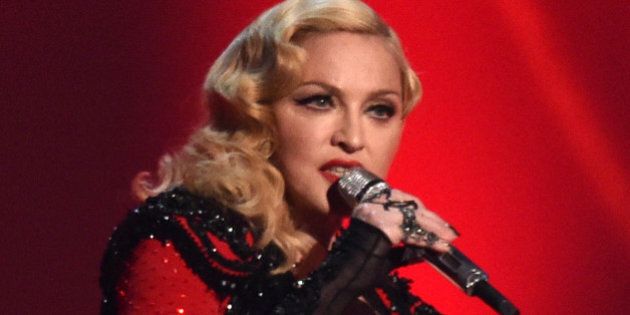 Madonna performs at the 57th annual Grammy Awards on Sunday, Feb. 8, 2015, in Los Angeles. (Photo by John Shearer/Invision/AP)
