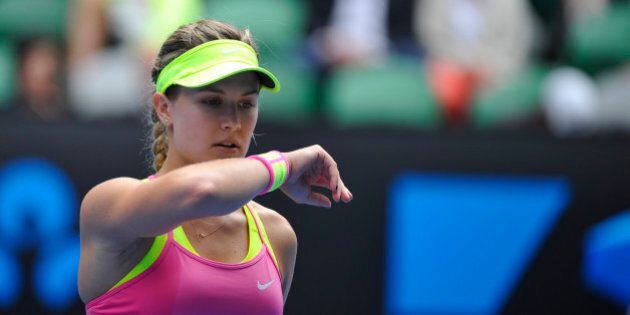 Canada's Eugenie Bouchard during her quarter final match at the Australian Open tennis tournament at Melbourne Park in Melbourne, Australia on January 27, 2015. Photo by Corinne Dubreuil/ABACAPRESS.COM