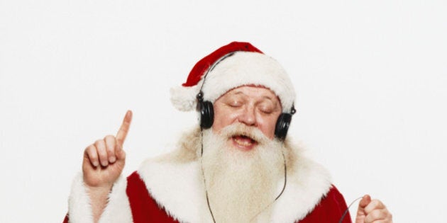 Santa Claus Listening to Music