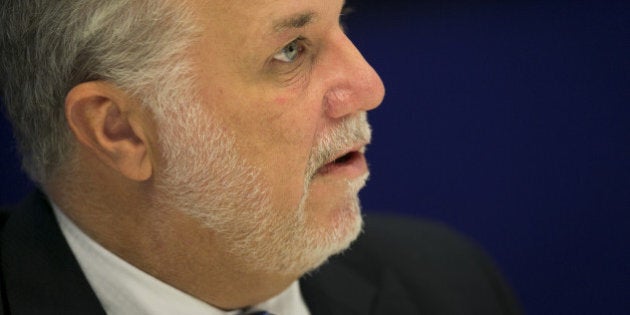 Philippe Couillard, Quebec's premier, speaks during an interview in New York, U.S., on Tuesday, Sept. 23, 2014. Quebec's April election brought Couillard's Liberal Party to power with promises to cut spending, increase taxes and impose a hiring freeze to eliminate a C$3.1 billion deficit by next year. Photographer: Scott Eells/Bloomberg via Getty Images