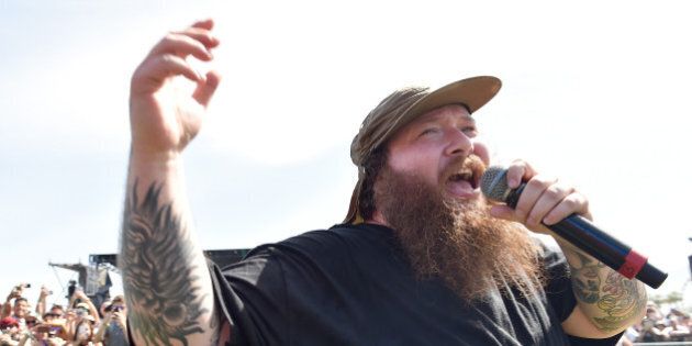 INDIO, CA - APRIL 10: Recording artist Action Bronson performs in the audience during day 1 of the 2015 Coachella Valley Music & Arts Festival (Weekend 1) at the Empire Polo Club on April 10, 2015 in Indio, California. (Photo by Kevin Winter/Getty Images for Coachella)