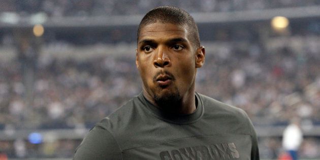 FILE - In this Sept. 28, 2014, file photo, Dallas Cowboys' Michael Sam walks along the sideline during the second half of an NFL football game against the New Orleans Saints in Arlington, Texas. The Cowboys have released Michael Sam from the practice squad, Tuesday, Oct. 21, 2014, another setback as the NFLâs first openly gay player tries to make an active roster during the regular season for the first time. (AP Photo/Brandon Wade, File)