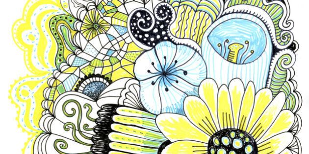 Image of the hand drawn flowers and abstract plants.