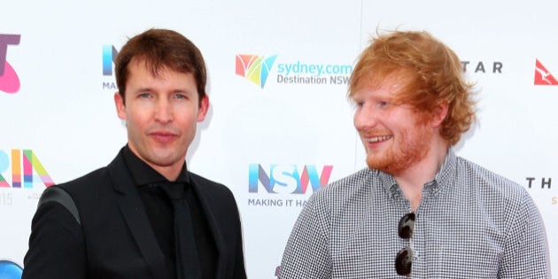 SYDNEY, AUSTRALIA - NOVEMBER 26: Ed Sheeran and James Blunt arrive for the 29th Annual ARIA Awards 2015 at The Star on November 26, 2015 in Sydney, Australia. (Photo by Graham Denholm/Getty Images)