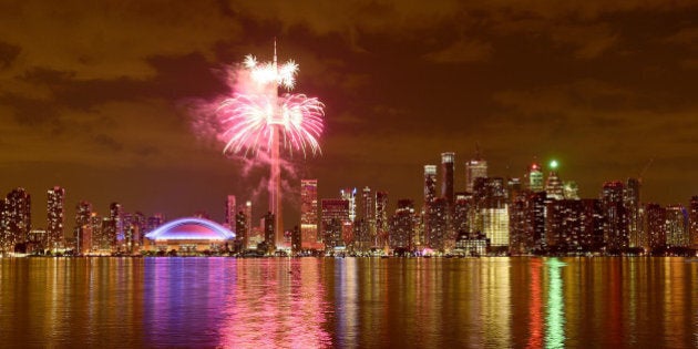 TORONTO, ON - JULY 10: Fireworks over the Toronto skyline during opening ceremony for the 2015 Pan American Games on July 10, 2015 in Toronto, Canada. (Photo by Harry How/Getty Images)