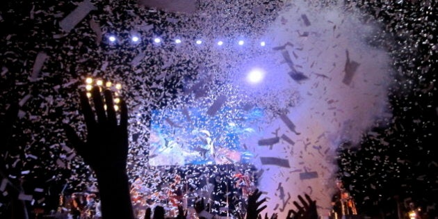 Arcade Fire began their 2010 tour by headlining Osheaga in their hometown of Montreal at Parc Jean Drapeau on Saturday 7/30/10 in front of over 25,000 fans.