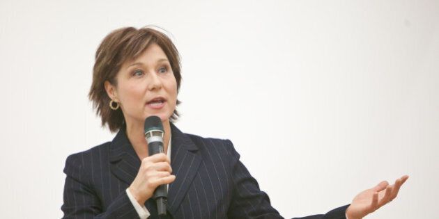 BC Liberal party leadership candidate Christy Clark addresses Vancouver arts & culture community at the Rennie Collection in the Wing Sang Building. Chinatown, Vancouver.
