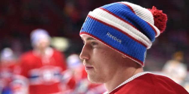 MONTREAL, QC - NOVEMBER 7: Brendan Gallagher #11 of the Montreal Canadiens skates during warm ups wearing a Winter Classic hat before the NHL game against the Boston Bruins at the Bell Centre on November 7, 2015 in Montreal, Quebec, Canada. (Photo by Francois Lacasse/NHLI via Getty Images)