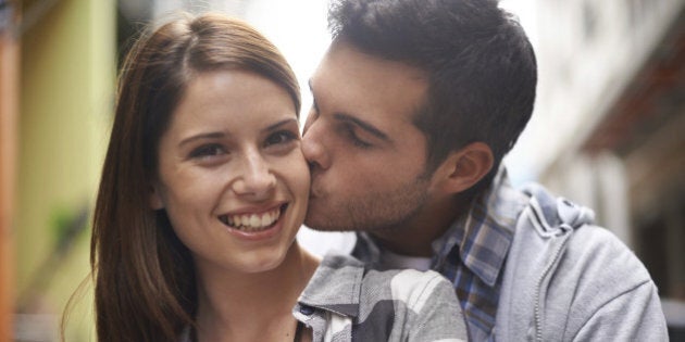 A young couple outside