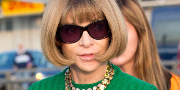 Anna Wintour arrives in Venice, Italy, Friday, Sept. 26, 2014. George Clooney and his fiancee Amal Alamuddin arrived in Venice on Friday for their weekend wedding extravaganza, accompanied by loved ones and trailed by a clutch of photographers who recorded their passage along the picturesque Grand Canal. (AP Photo/Andrew Medichini)