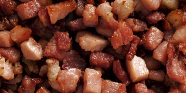 close up of bacon bits food background