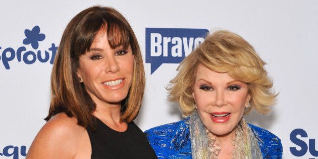 NEW YORK, NY - MAY 15: Joan Rivers (R) and daughter Melissa Rivers attend the 2014 NBCUniversal Cable Entertainment Upfronts at The Jacob K. Javits Convention Center on May 15, 2014 in New York City. (Photo by D Dipasupil/FilmMagic)