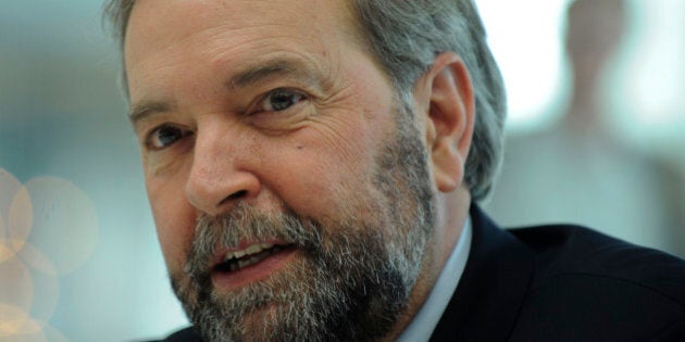 Tom Mulcair, leader of Canada?s main opposition New Democratic Party, speaks during an interview in New York, U.S., on Thursday, March 14, 2013. During a visit to Washington this week Mulcair told U.S. lawmakers and executives that he opposes the Keystone XL oil pipeline, according to the Edmonton Journal. Photographer: Peter Foley/Bloomberg via Getty Images
